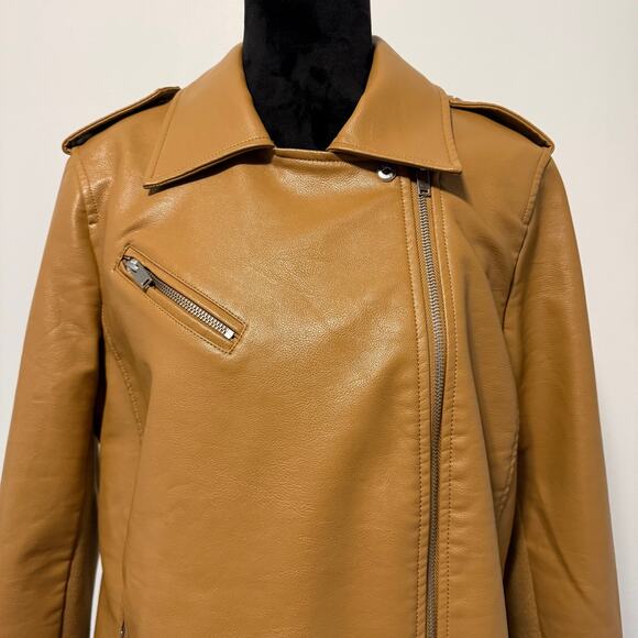 NWT Lane Bryant Brown Sugar Asymetrical Zip Faux Leather Moto Jacket 14/16 - Picture 3 of 14